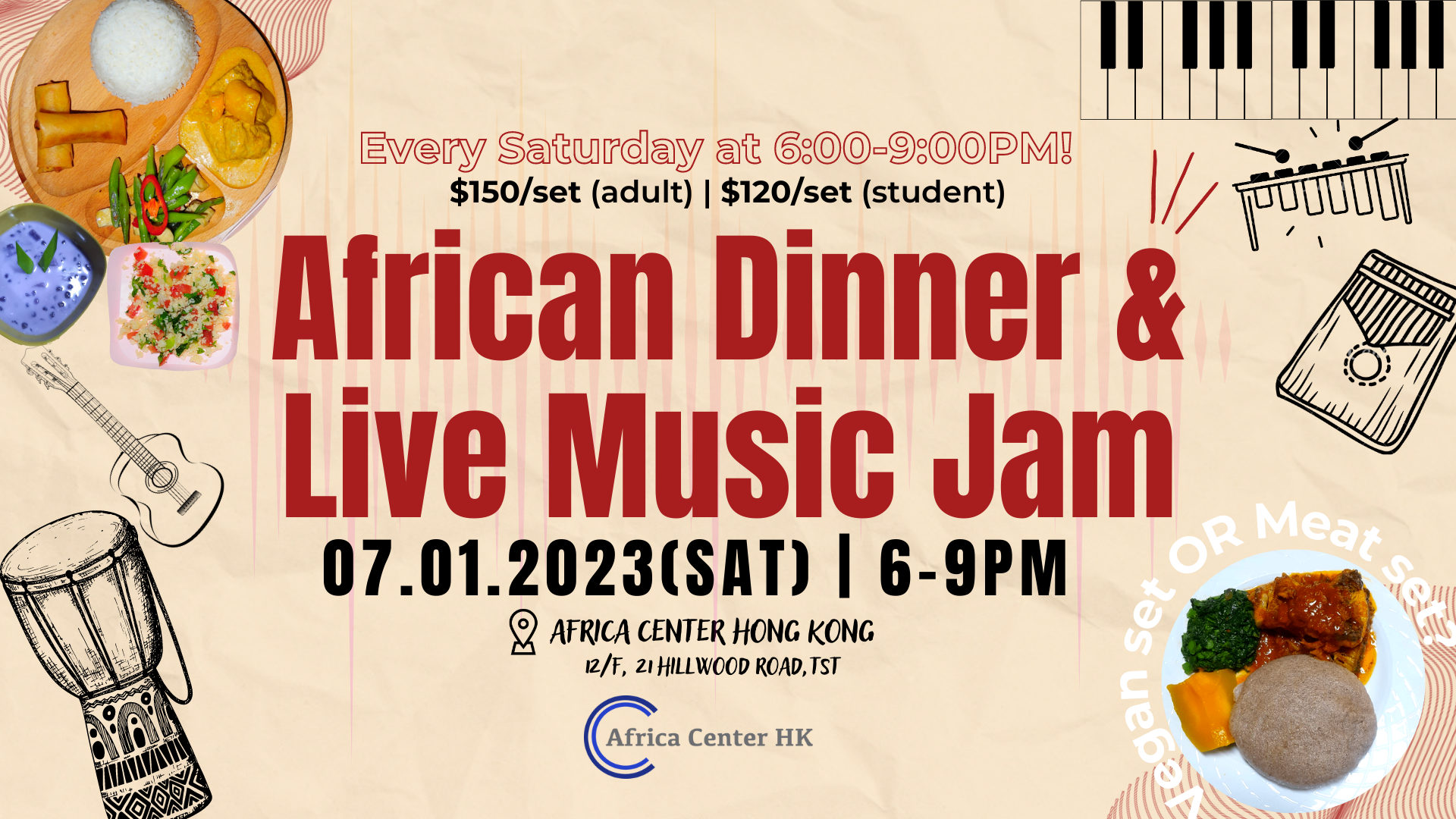 African Dinner & Live Music Jam Africa Center Hong Kong